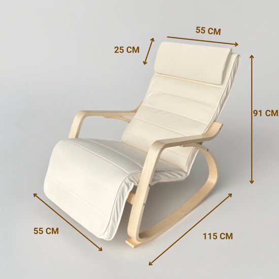 Bayt Schaukelstuhl - Sessel - Babyzimmer-Schaukelstuhl - Relaxsessel - Weiß