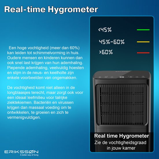 ErikssÃ˜n Luftentfeuchter Dry Pro Plus - Entfeuchtet bis zu 16 Liter pro Tag - Waschtrockenfunktion - Geeignet für Schlafzimmer, Badezimmer, Wohnzimmer und Keller - Luftentfeuchter - Schwarz