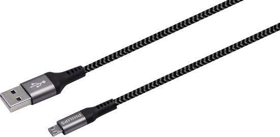 Philips USB-Kabel 2.0 - DLC5204U/00 - USB-A - Micro USB - Länge: 1,2 Meter - Nylon - Schwarz