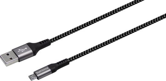 Philips USB-Kabel 2.0 - DLC5204U/00 - USB-A - Micro USB - Länge: 1,2 Meter - Nylon - Schwarz