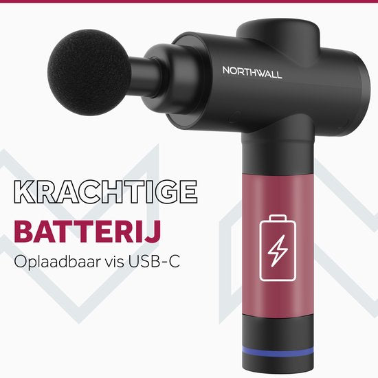 Northwall Massage Gun Professional Prime - Massagepistole mit Etui und 7 Aufsätzen, einschließlich Eichenmassagekopf - Leistungsstarkes und kabelloses Sport- und Entspannungsmassagegerät