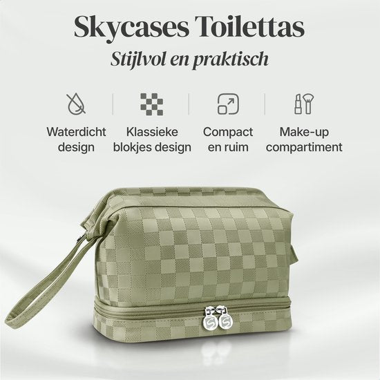 Skycases Travel Essentials - Kulturtasche und Make-up-Organizer - wasserdicht und kompakt - geeignet für Reisen und den täglichen Gebrauch - Unisex - Matcha Grün