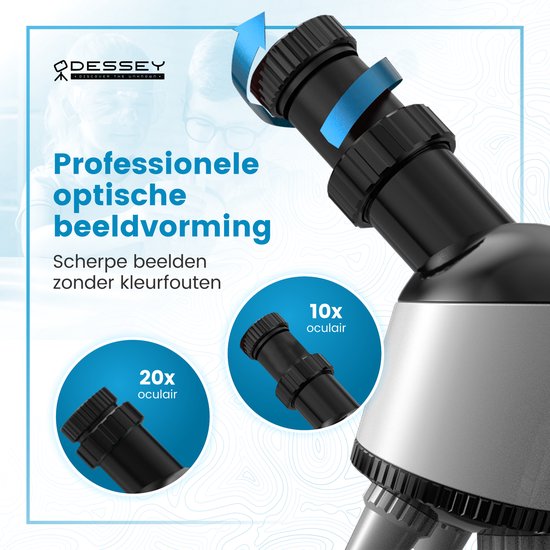 ODESSEY Julius Edition Mikroskop - Werkzeug Set - 100x–1200x Vergrößerung - Smartphone Adapter - Doppel LED Beleuchtung - Weiß