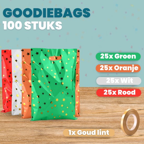 Feestio Sharing Bags 100 Stück - 17 x 25 cm - Bonbontüten - Leckerli-Tüten Kinderparty - Geschenktüten - Geburtstag
