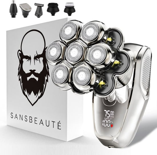 6-in-1 Sansbeauté® SkullSharp MAX Rasierer - Für Männer - Trimmer - Clipper - Gesichts- und Kopfrasierer - Nass- und Trockenrasur - Elektrisch