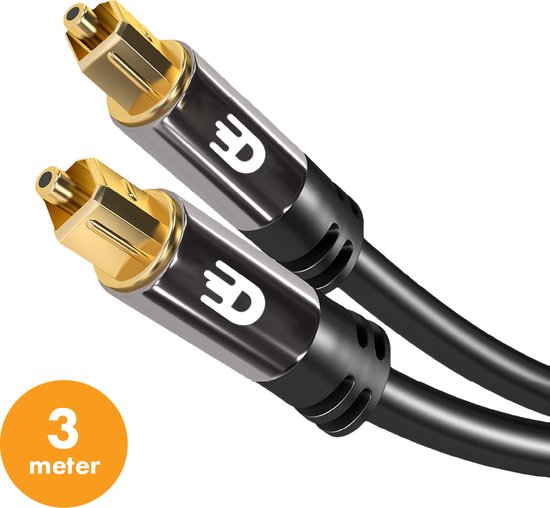 Drivv. Optisches Premium Toslink-Kabel - Optisches Audiokabel - Soundbar - Stecker zu Stecker - 3 Meter - Schwarz