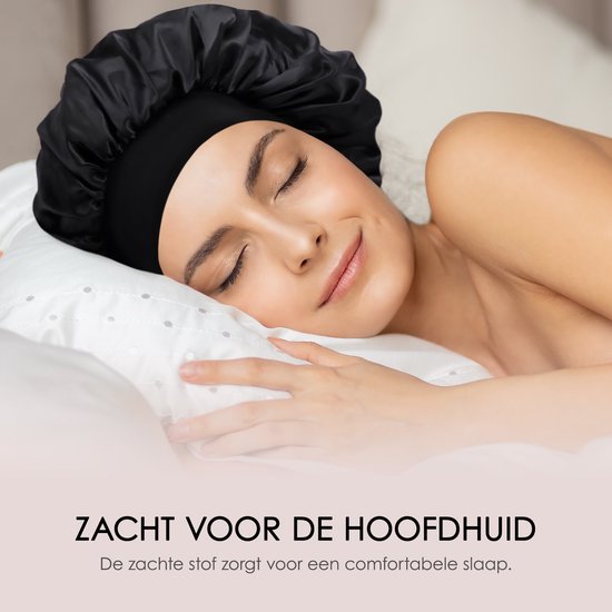 Beyeza Luxe Bonnet XL – Schlafmütze aus Satin – Haarpflege – Haarnetze – Elastisch – Satin – 2 Stück