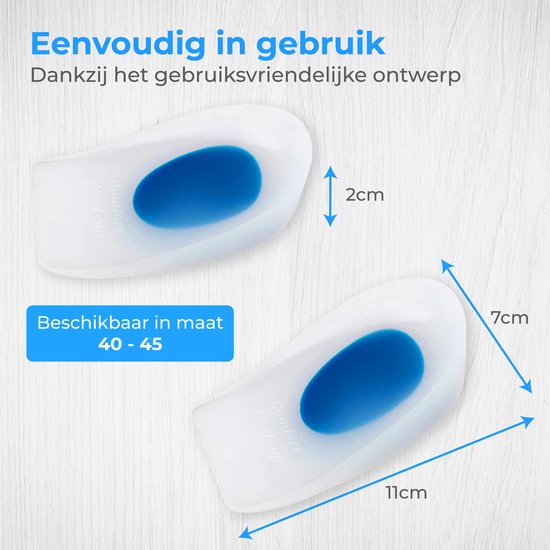 Nuvance - Fersensporn Einlagen - Fersenschützer - Einlagen - Fersensporn - 2 Stück für Größe 40-45 - Blau