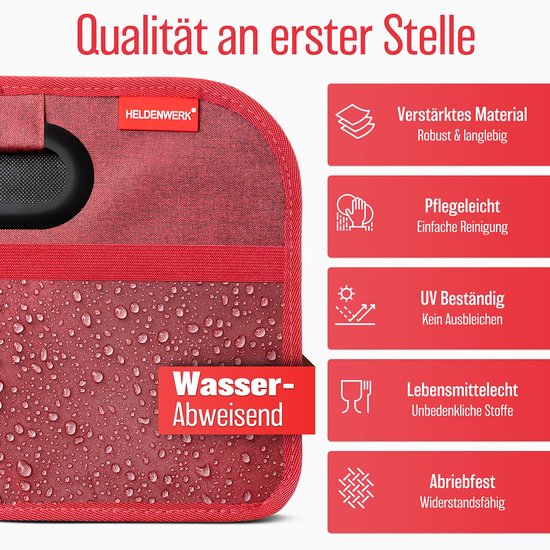 Kofferraumtasche faltbar und stabil - Kofferraum-Organizer Einkaufstasche zur praktischen Aufbewahrung - Auto-Faltbox, Kofferraumbox (rot)