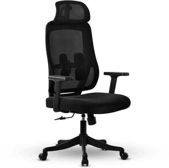 Bayt Ergonomischer Bürostuhl - Bürostuhl - Bürostuhl Erwachsene - Bürostuhl - Verstellbar - Kopfstütze - Schwarz