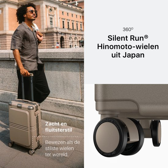 ONYX Hybrid Pro Handgepäck Koffer mit Fronttasche 38 Liter - Recyceltes Polycarbonat und reißverschlussloses Design - Reisekoffer mit TSA-Schloss und Spinner-Rädern - Leichter Trolley mit Laptop-Fach - Desert Clay