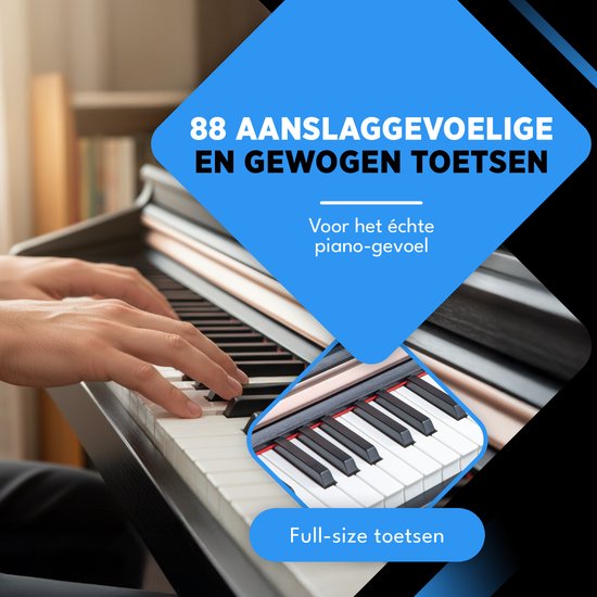 Finesse Digital Piano - 88 gewichtete Tasten - mit Rahmen, Pedalen & Hocker - Keyboard Piano - Electric Piano - Erwachsene & Kinder