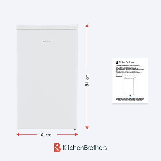 KitchenBrothers Kühlschrank - 88L Kühlfach - 14L Gefrierfach - Eisfach - Frigo - Freistehend - Weiß