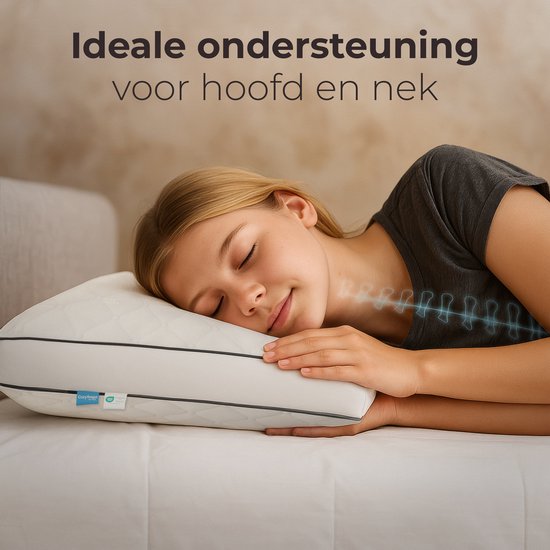 CozySense® Kinderkissen - Kopfkissen Kind - Kleinkind-Kopfkissen - Ergonomisch & verstellbar - 100% Baumwolle - Hypoallergen - OEKO-TEX® - 40x55cm - 2-12 Jahre