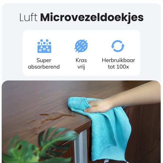 LUFT Mikrofasertücher - 14 Stück - 30x30cm - Geeignet für Fenster, Reinigung, Fenster, Auto - Wischer - Reiniger - Reinigungstücher - Poliertücher - Trockentücher - Spültücher