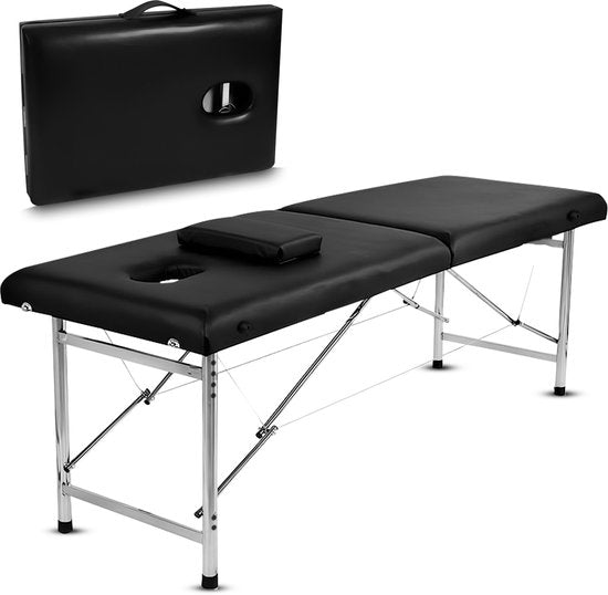 Fitby Massageliege - Klappbare Massageliege - Behandlungstisch - 200kg Tragkraft Verstellbare Höhe (60-80 cm) - 180x60 cm - Schwarz