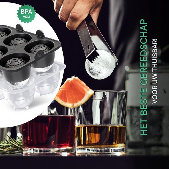 Neighbour's Friend Eiskugelform - 2er Pack - Rund - Platinsilikon - Für Cocktails, Whisky & Longdrinks - 12x Eiswürfel - Spülmaschinengeeignet - XXL Eiswürfel