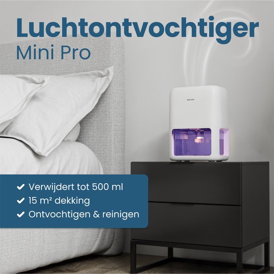 Auronic Luftentfeuchter Mini - Geeignet für Wohnzimmer, Büro, Schlafzimmer, Babyzimmer und mehr - Geräuschlos - Weiß