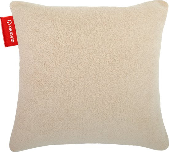Auronic Wärmekissen - Sherpa Fleece - 45x45 - Kabellos - Wiederaufladbar - Elektrisches Kissen - Infrarot - Beige