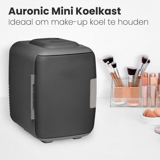 Auronic Mini-Kühlschrank - 4 Liter - Make-up und Schönheitspflege - 100/240V / 12V Autostecker - Schwarz