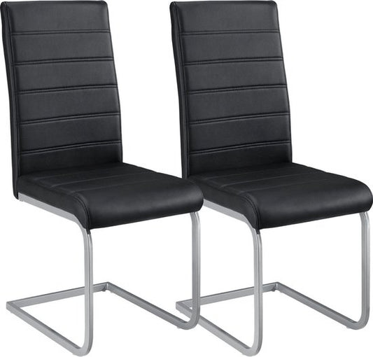 Juskys 2 Esszimmerstühle / Stuhl - Vegas - Kunstleder - Schwarz