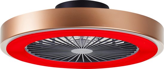 Brilliant Slimline - Deckenventilator - Mit Beleuchtung - LED 40W - 3000K-6500K - Dimmbar - Schwarz mit goldener Blende - Sehr leise