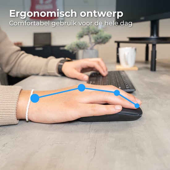 Nuvance Wireless Mouse - Bluetooth - Geräuschlos - Laptop & Gaming - Drahtlos - Computermaus - Links- und Rechtshänder - Schwarz