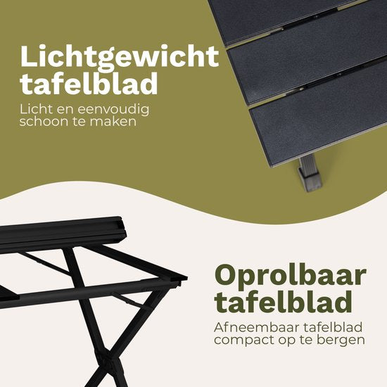 TRVLMORE Campingtisch - 120x70x70cm - Leichtgewicht mit Aluminiumrahmen - Klapptisch verstellbar - Campingtisch - Klapptisch - Schwarz