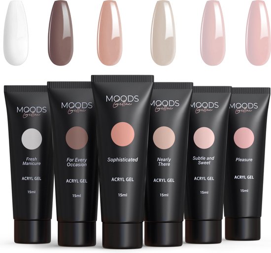 Moods Gellac - Polygel Colour Set - Nachfüllset - The Nude - 6 Farben - 15ML
