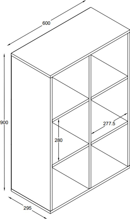 VDD - Regal inkl. 3 Aufbewahrungsboxen - Hängeschrank - Regal Weiß - Regal - Hängeschrank - Hängeschränke Wohnzimmer - 6 Regale - Weiß