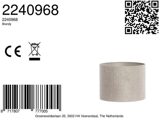 Light & Living Lampenschirm Brandy - Beige - 40x40x30cm -.