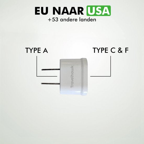 Travelhawk Reisestecker EU zu US/USA - Weltstecker - Weltstecker - Reisestecker Typ A - 2 Stück - Weiß