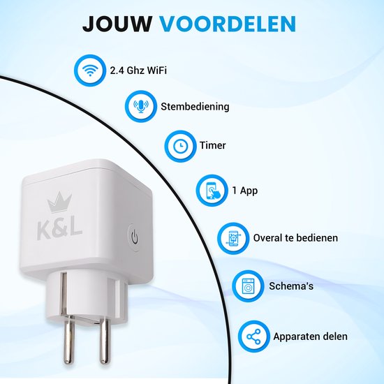 K&L Smart Plug - Intelligenter Stecker - inkl. Energiezähler und Zeitschaltuhr