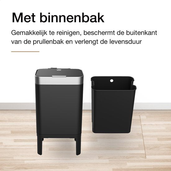 Loftey Mülleimer - Druckknopf-Deckel - 2 Fächer - 2x30L - Schwarz