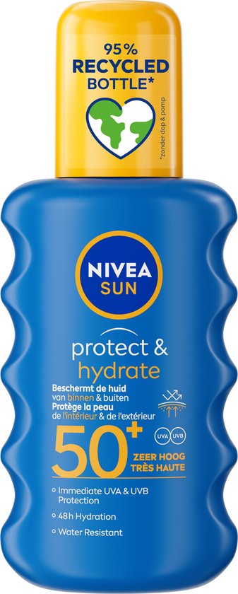 NIVEA SUN Protect & Hydrate Sonnenspray - SPF 50 - Sonnenspray - Schützt und hydratisiert - Sonnenschutz - Korallenfreundlich - Mit Vitamin E - 200 ml