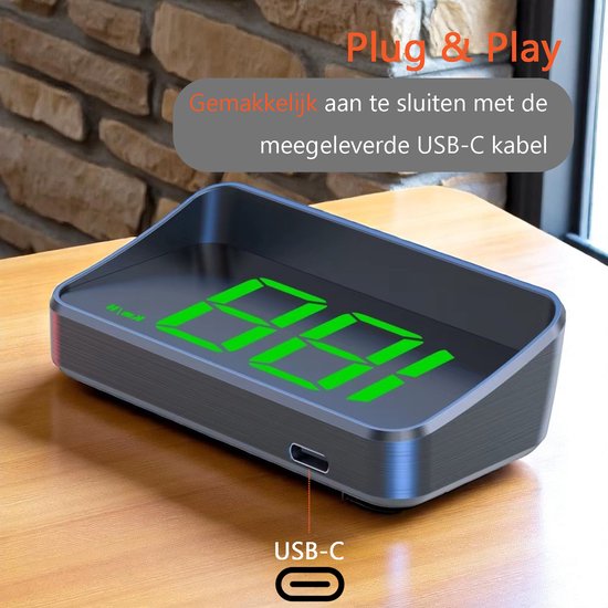 Tech Essentials Automatic - GPS Geschwindigkeitsmesser Auto HUD - USB-C - Grün - Head Up Displays - Plug and Play