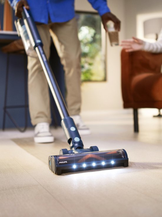 Philips Stabstaubsauger mit Wischfunktion XC5141/01 Aqua - Kabellos und beutellos - Saugdüse mit LED-Leuchten - Staubbuster - Akkulaufzeit bis zu 60 Minuten - Leicht - Blau
