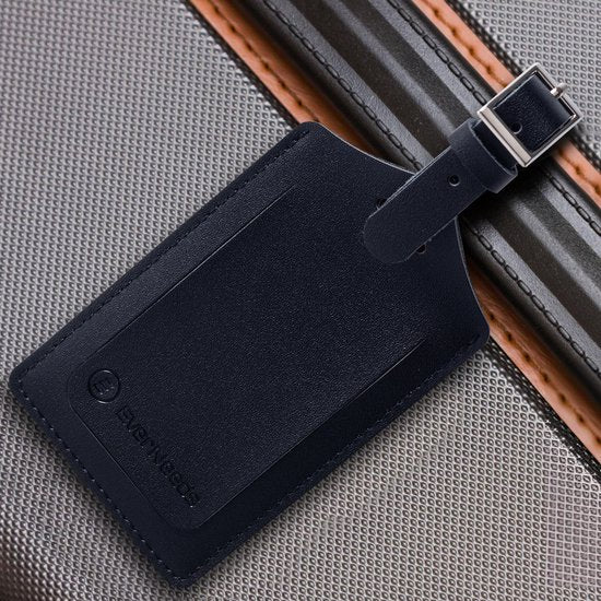 EverNeeds Gepäckanhänger - Gepäckanhänger für Koffer - Gepäckanhänger - PU Leder - Schwarz - 2 Stück