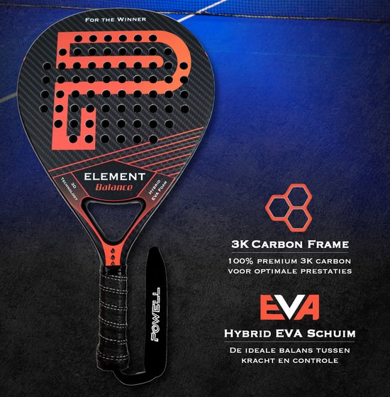 POWELL Padelschläger - Tropfenform - 3K Carbon - inkl. Hülle