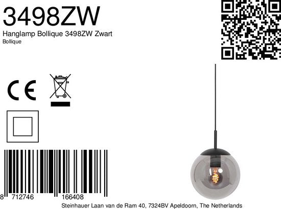 Steinhauer - Pendelleuchte - Bollique - schwarz - Glas Metall - Ø 30cm - E27 - 3498ZW