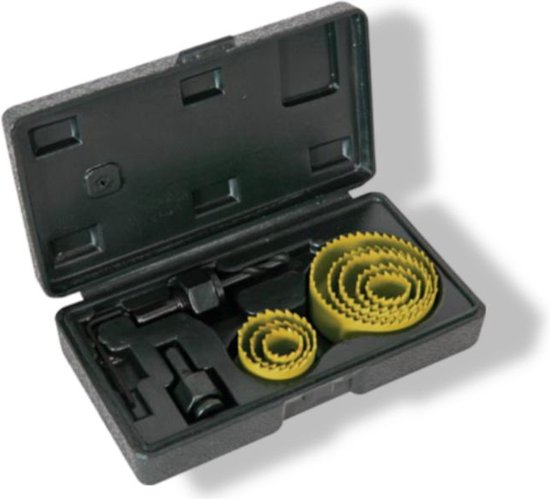 Toolland 11-teiliges Lochsägen-Set für Holz, 25 mm Tiefe, gelb-schwarz, inklusive 8 Größen und Zubehör