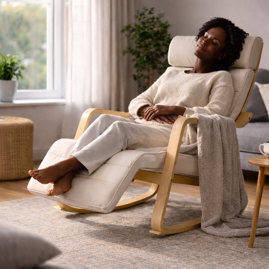 Bayt Schaukelstuhl - Sessel - Babyzimmer-Schaukelstuhl - Relaxsessel - Weiß