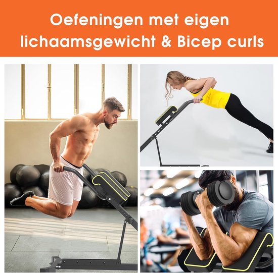 DH FitLife 5-in-1 Hyperextension Roman Chair für Bauch- und Lendenwirbeltraining, einstellbar bis zu 150 kg, Multifunktionsbank für Curls und Gewichte