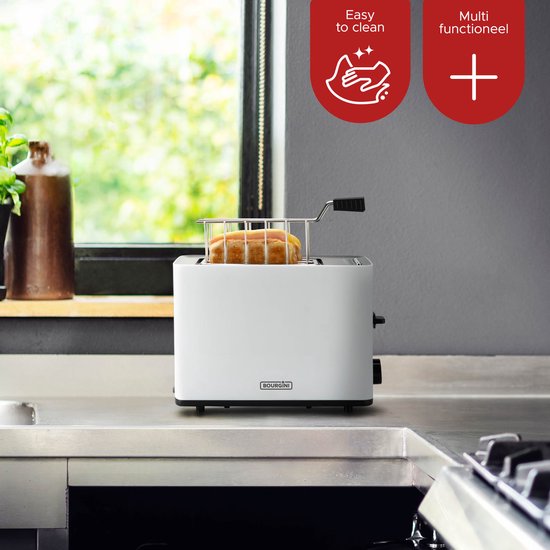 Bourgini Tosti-Toaster mit Bagel-Funktion – Toaster mit Toastklammern – Weiß, mattes Finish – Extra breiter Schlitz, geeignet für 2 Tostis