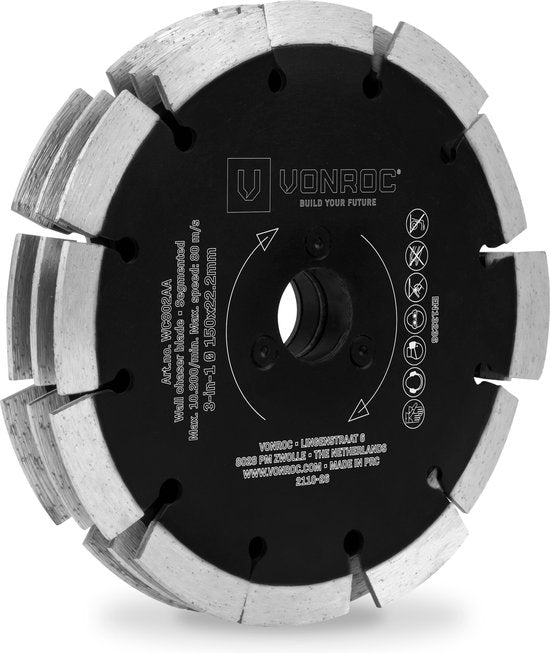 VONROC 3-in-1 Diamanttrennscheibe - 150x22.2mm - Für VONROC PRO Grabenfräse WC503AC
