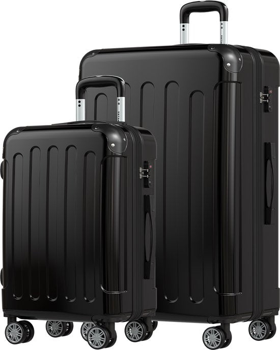 TRVLMORE - Kofferset - 2 Stück - 45L Handgepäck + 115L geräumiges Gepäck - TSA Schloss - Leichtgewicht - Reisekofferset - Trolley - Schwarz