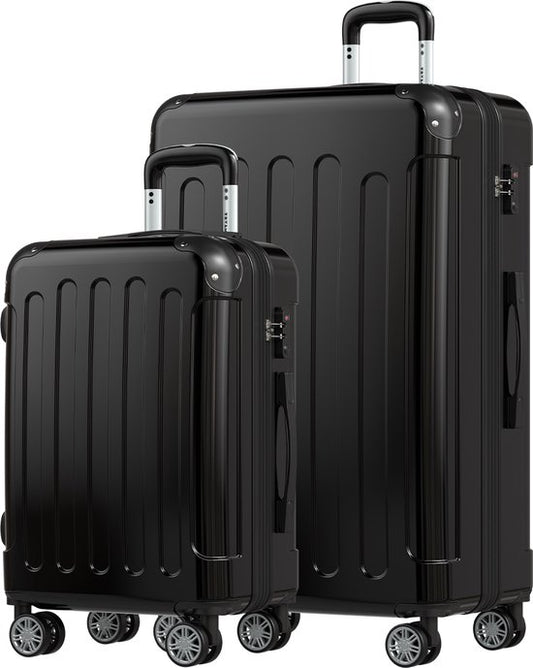 TRVLMORE - Kofferset - 2 Stück - 45L Handgepäck + 115L geräumiges Gepäck - TSA Schloss - Leichtgewicht - Reisekofferset - Trolley - Schwarz