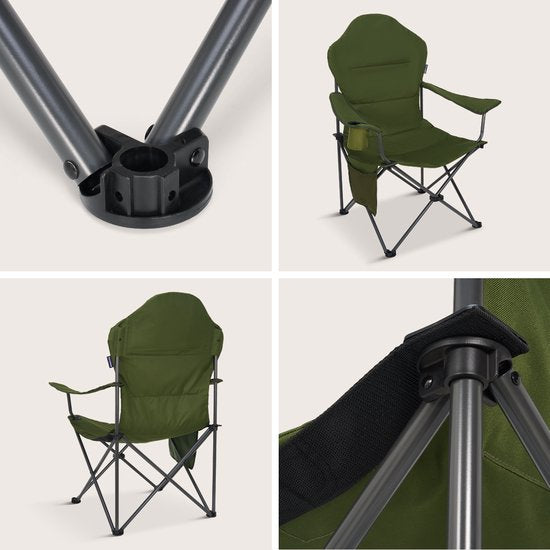 TRVLMORE Campingstühle XXL - klappbar - 2er-Pack - 160KG Tragkraft - Inkl. Tragetasche - Klappstuhl - Angelstuhl - Campingstuhl - Klappstuhl - Grün