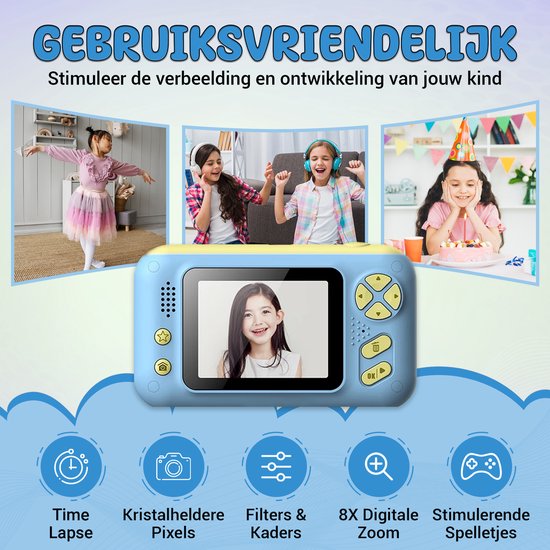 K&L Digitale Kinderkamera Kinder - Kinder Vlog Kamera - Kinderkameras Digital - Kameras Kinder - Kinderkamera - Blau