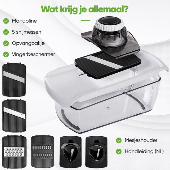 Stosh Mandoline - Gemüseschneider - Zwiebelschneider - Spiralschneider - Reibe - 6-teilig - Kunststoff - BPA frei